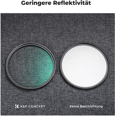 Фільтр UV K&F Concept 58mm з кришкою для об'єктива, серветкою для очищення, захисним фільтром з 18-шаровим нанопокриттям (Nano Klear)