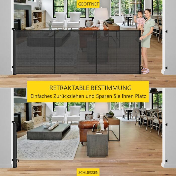 Захисний бар'єр для дитячих воріт, захист від падіння з драбини, 300 см, чорний