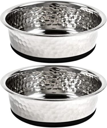 Набори мисок для собак великих, середніх та малих порід, 2 шт. з нержавіючої сталі з антиковзним силіконом, 22 см