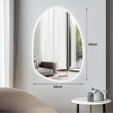 Дзеркало зі підсвічуванням 50x70 см LED дзеркало для ванної кімнати з LED підсвічуванням, сенсорне керування, дзеркало для ванної кімнати, настінне дзеркало для ванної кімнати