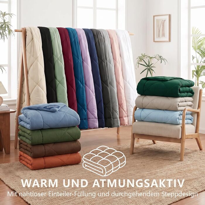 Всесезонна ковдра CozyLux 200x200 см (155x220 см), оливковий колір, для 4 сезонів
