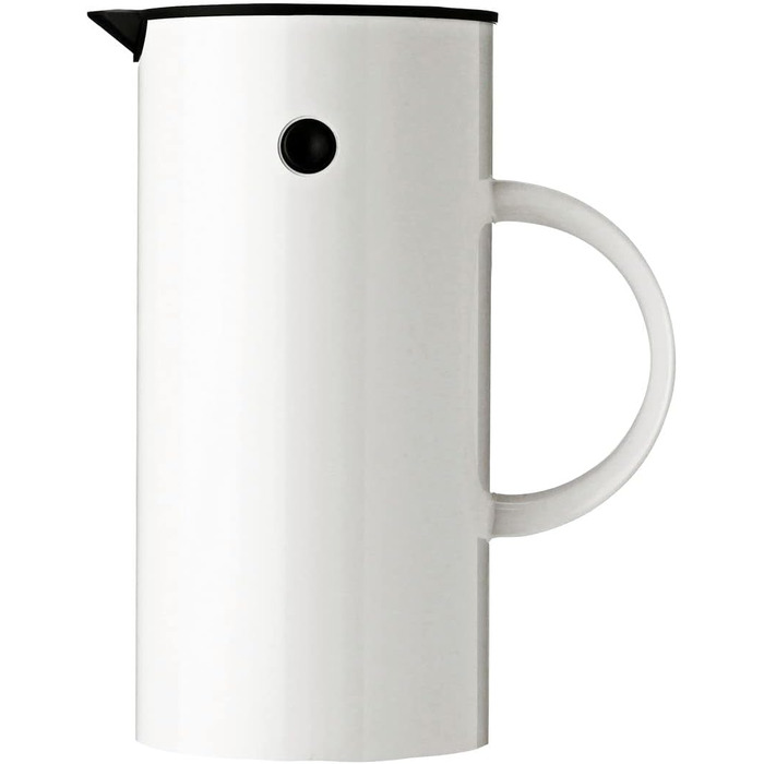 Термос Stelton EM77, 0,5 л - двостінний термос для гарячих та холодних напоїв, чайник/кавоварка зі скляною вставкою, магнітний замок, гвинтовий кришка, вінтажний дизайн, білий