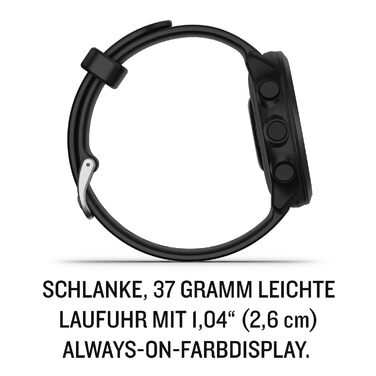 Garmin Forerunner 55 – GPS-годинник для бігу з кольоровим дисплеєм, що завжди активний, щоденними рекомендаціями для тренувань, прогнозом часу пробіжки, спортивними додатками, чорного кольору та з акумулятором до 14 днів. Single