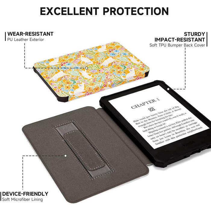 Чохол для Kindle 11 (2022-2024) Fancity: PU-шкіра, TPU, з петлею, авто-сон/пробудження, 6