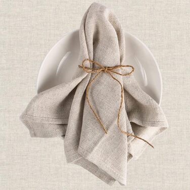 Cloth Napkins, 12-Pack High-Quality Beige Napkins 40x40 cm, Table Decoration Napkins Wedding Birthday, Linen Napkins Reusable Parties Dinner Cafe Restaurant