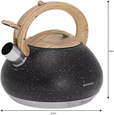 Клюсберг Квітковий чайник для плити 2.7л, чорний, 7-шарове дно, модель KB-7279