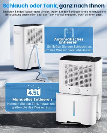 Електричний осушувач повітря 30л з LED-дисплеєм, таймером та функцією відтавання. Підходить для квартир, ванних кімнат та підвалів. Осушувач повітря високої продуктивності, 200 м³/60 м²