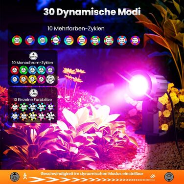 MEIKEE RGB Garden Lighting with Remote Control - 10 Colors, 30 Dynamic Modes, IP66 Waterproof, Timing Function, 8 Pack with EU Plug