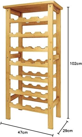 Dripex Wine Rack Bamboo Wine Bottle Rack 7 Tier Bottle Rack for Cellar Kitchen 27 Bottles 0.75 and 1 Liter 47 x 29 x 102CM
