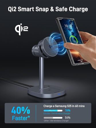 Qi2 MagSafe Зарядний пристрій 3-в-1 для Samsung Galaxy S26 Ultra/S25/Z Fold 7, Galaxy Watch 8/Ultra, Buds 4 Pro