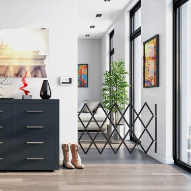 Захисний загороджувач для собак Relaxdays, висувний до 96 см, 48,5-60 см у висоту, чорний (XL)