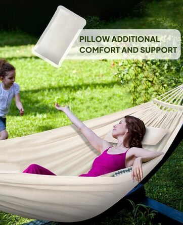 Гніздо-гамак для відпочинку Chihee з бавовни, 300x150 см, до 300 кг, з подушкою та стропами