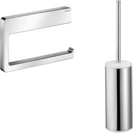 KEUCO WC-Set, Toilet brush set with holder, open-form toilet paper holder, made of metal, high-gloss chrome-plated, wall-mounted, Collection Moll