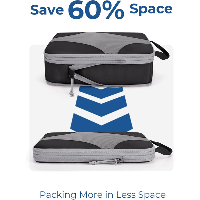 BAGSMART Набір органайзерів для одягу 6 шт. - компресійні кубики для подорожей, валізи, рюкзака, з мішком для білизни