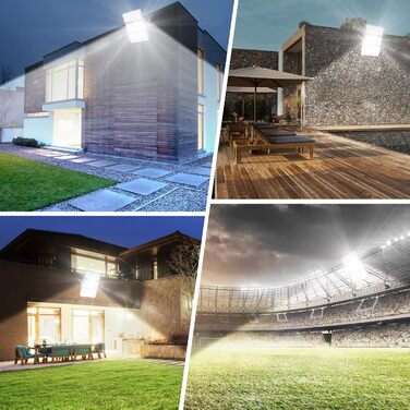 Viugreum Upgrade 300W LED Floodlight 24000LM Floodlight Outdoor IP65 Outdoor Floodlight 6500K Floodlight Cold White Spotlight Outdoor Floodlight Floodlight with 50cm Cable for Backyard Driveway Garage Hallway