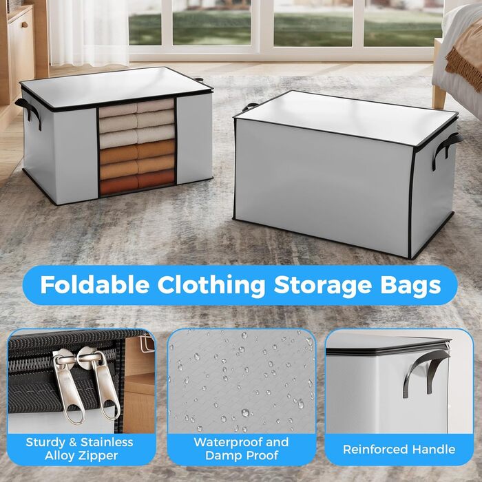 Контейнер для зберігання одягу та взуття Oak & Tea 90L з прозорим віконцем, водонепроникний, 60x43x35 см