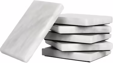 Set of 6 white, handcrafted marble coasters, 8.9 cm, for bar drinks and coffee cups, square coaster set for kitchen – ideal pot mat, coasters, plates – no wood
