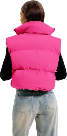 Жіноча степна жилетка з коміром-стійкою, блискавкою, коротка, рожева - розмір M