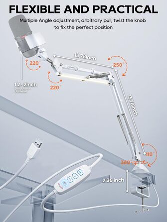 Кріплення для мікрофона на настільному кріпленні, 40 см, професійний мікрофонний тримач, сумісний з HyperX QuadCast, Blue Yeti, 360° обертання, адаптер 3/8' - 5/8'