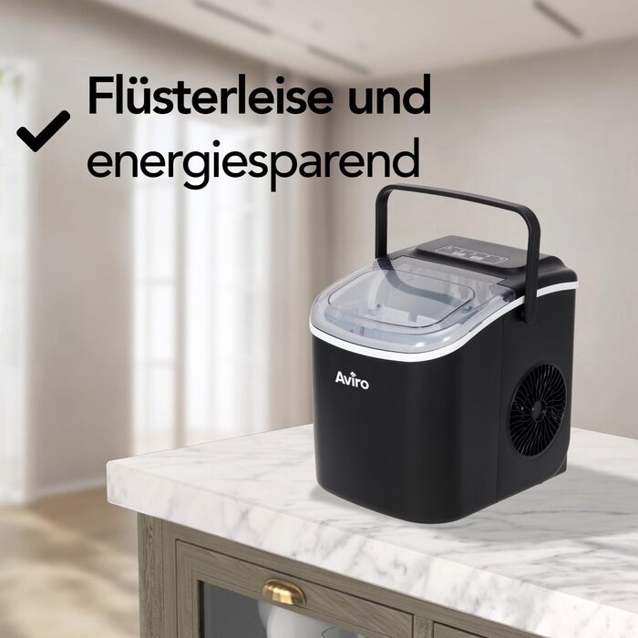 1.3L Countertop Ice Maker - Self-Cleaning - 12kg/24lbs - Makes 9 Cubes Every 6 Minutes - Black