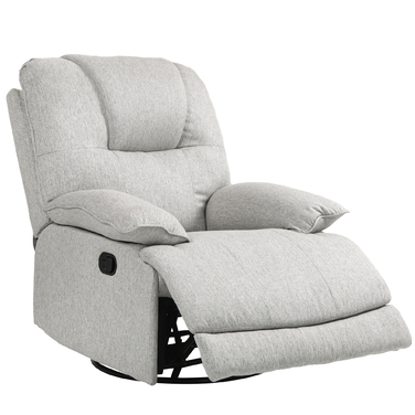 HOMCOM Recliner TV Chair with Reclining Function, Footrest, TV Chair with Pocket Spring, Linen Look, Armchair for Living Room, Grey | Aosom