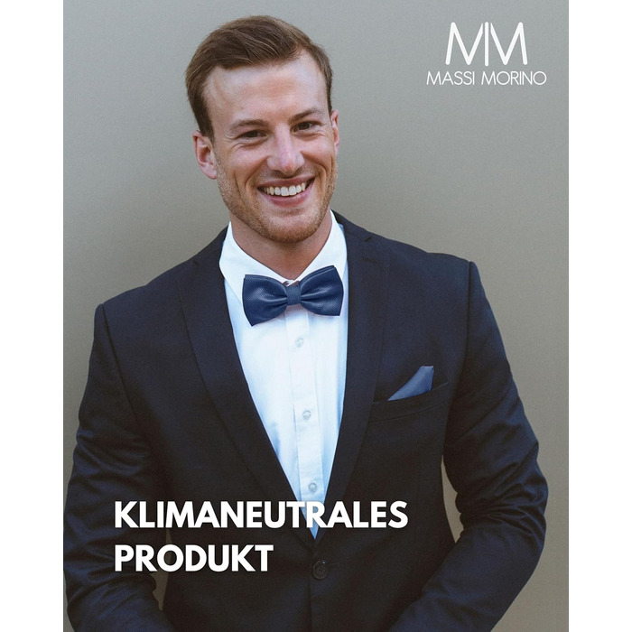 Массі Моріно: Комплект краватка-метелик та нагрудна хустинка для чоловіків - краватка-метелик на весілля, регульована, темно-синя