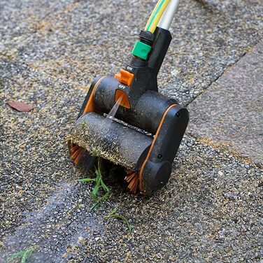 WORX WG441E.9 20V Cordless Multi-Brush - multifunctional surface brush for cleaning stone & wood surfaces & removing weeds - integrated water connection - PowerShare compatible - without battery & charger (steel wire brush for patio joint cleaning/weed removal)