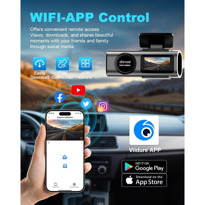 4K WiFi відеореєстратор в автомобіль, з Wi-Fi, SD 64GB, IPS екран 1.47