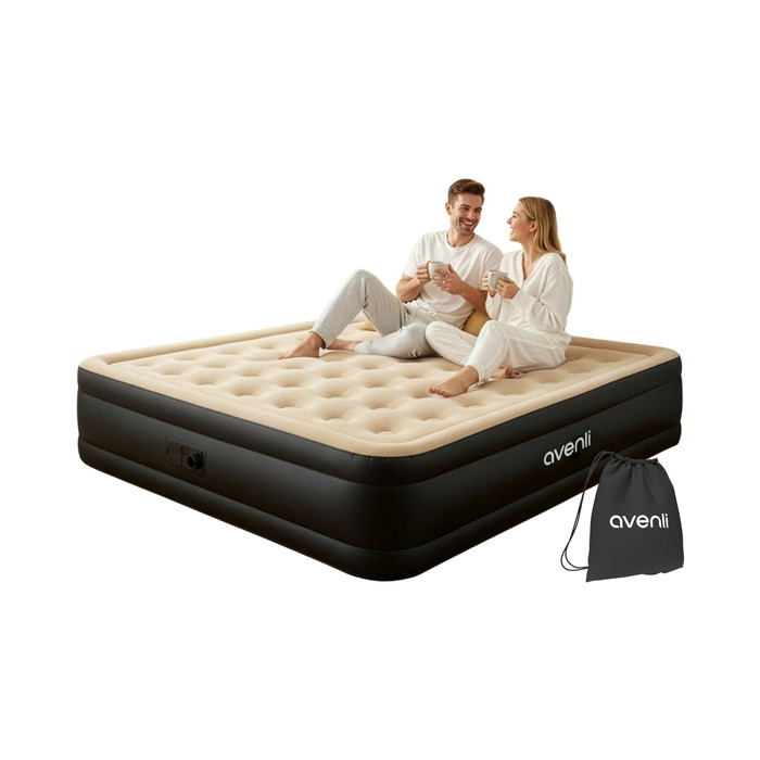 Надувний матрац Avenli для 2 осіб 203x157x47 см з вбудованим насосом - самонадувний матрац для кемпінгу та дому