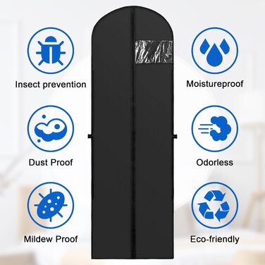 Чохли для одягу 2 шт. 180x60 см, дихаючі, з ручками, для вечірніх та весільних суконь, захист від пилу, складні
