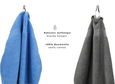 Набір рушників Betz 10-TLG. Premium, 100% бавовна, турецький, блакитний & антрацит (2 великі, 4 середні, 2 маленькі, 2 рукавички)