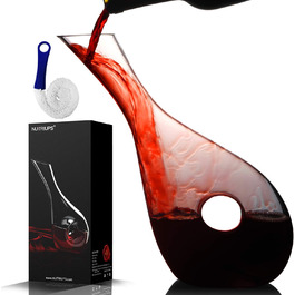 NUTRIUPS Wine Decanter, Red Wine Decanter, Lead-Free Crystal Wine Decanter, Decanter for Red Wine, Wine Decanter, Wine Decanter in Hollow Circle Shape, 0.9L Decanter Carafe for Wine Lovers (diagonal)