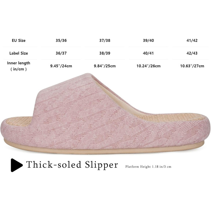 Тапочки жіночі Eagsouni з льону, зручні, з антиковзкою підошвою, з Memory Foam, для дому, рожеві (39/40 EU)