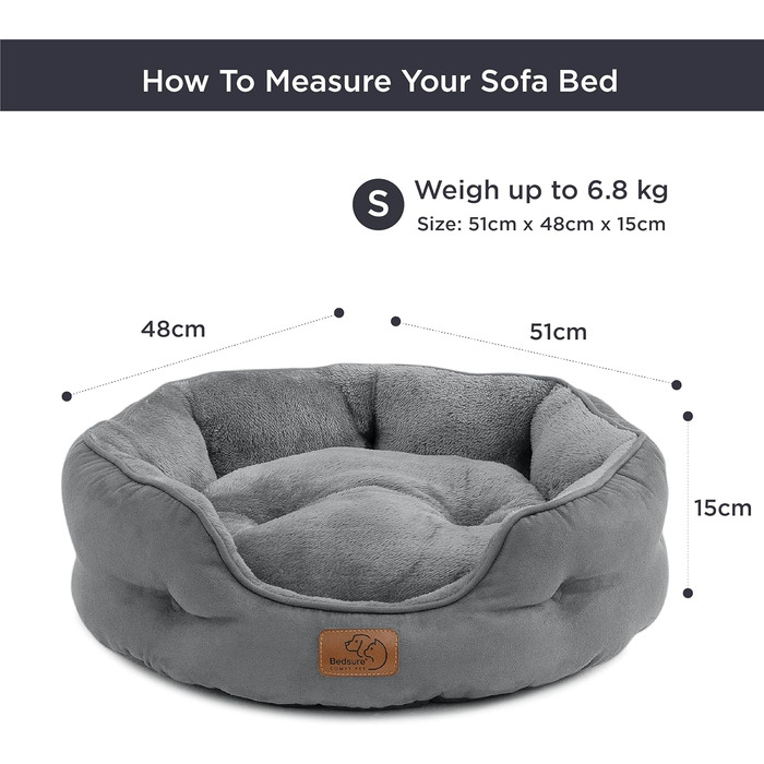 Ліжко для котів BEDSURE - зручне та миюче ліжечко для котів та маленьких собак, 51x48x15 см, сірий колір