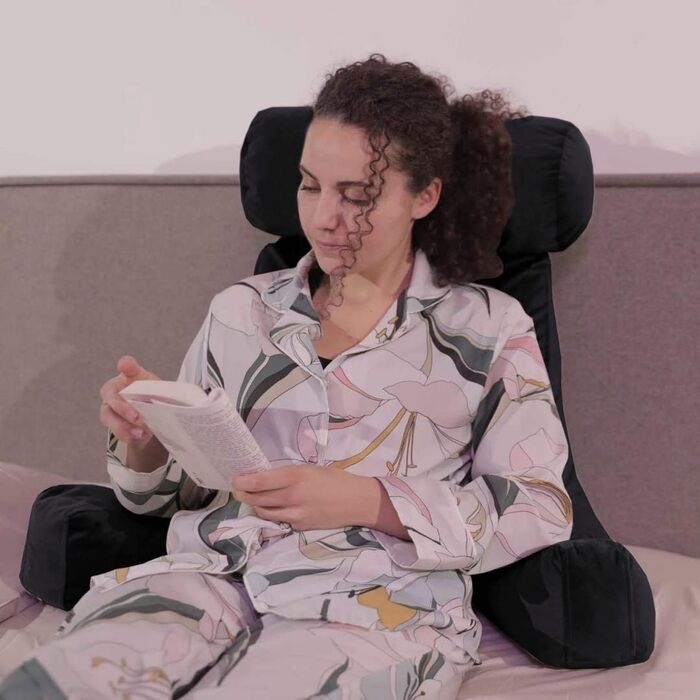 Подушка для читання Bananair - м'яка та комфортна, з підлокотниками та ергономічною спинкою (чорна)