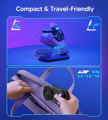 Бездротова зарядка MagSafe 3-в-1 для iPhone, Apple Watch та AirPods, сумісна з iPhone 16/15/14/13/12 Plus/Pro Max