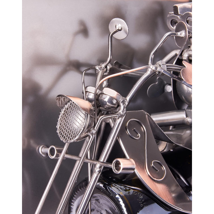 BRUBAKER Motorcycle Wine Bottle Holder Set - Wall Art Picture Metal - with 3 Glass Holders - including Greeting Card for Wine Gift