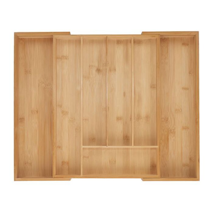 Relaxdays Extendable Bamboo Cutlery Box