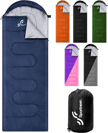 Сплячий мішок 3-4 сезони - ковдровий спальний мішок Легкий для кемпінгу, Outdoor. Ідеальний для дорослих та дітей 220x75см, темно-синій