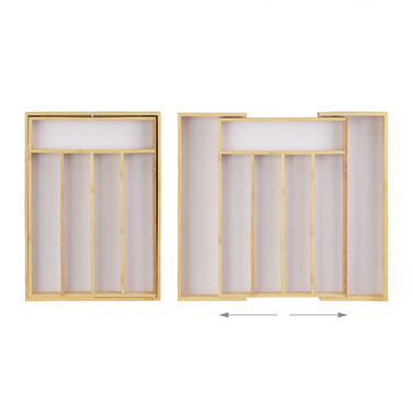 Relaxdays Bamboo Cutlery Box, 40cm, Extendable