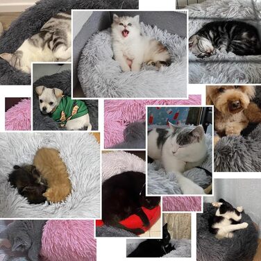 Килимок для котів Donwei, м'який, круглий, 50/70 см, сірий. Підходить для собак та котів.