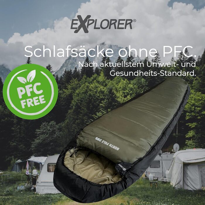 Сплячий мішок Northpole 205 RECHTS для туризму та кемпінгу -3°C до -21°C, 3-4 сезони, водонепроникна підкладка, YKK Zip, дорослий