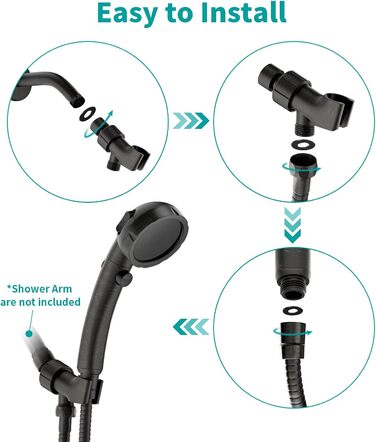 MIAOHUI Modern Handheld Showerhead with On/Off Switch, High-Pressure Showerhead with Handheld, 3 Spray Settings, Detachable Showerhead with Hose, Adjustable Angle Shower Holder (Brushed Nickel) (Oil Rubbed Bronze)
