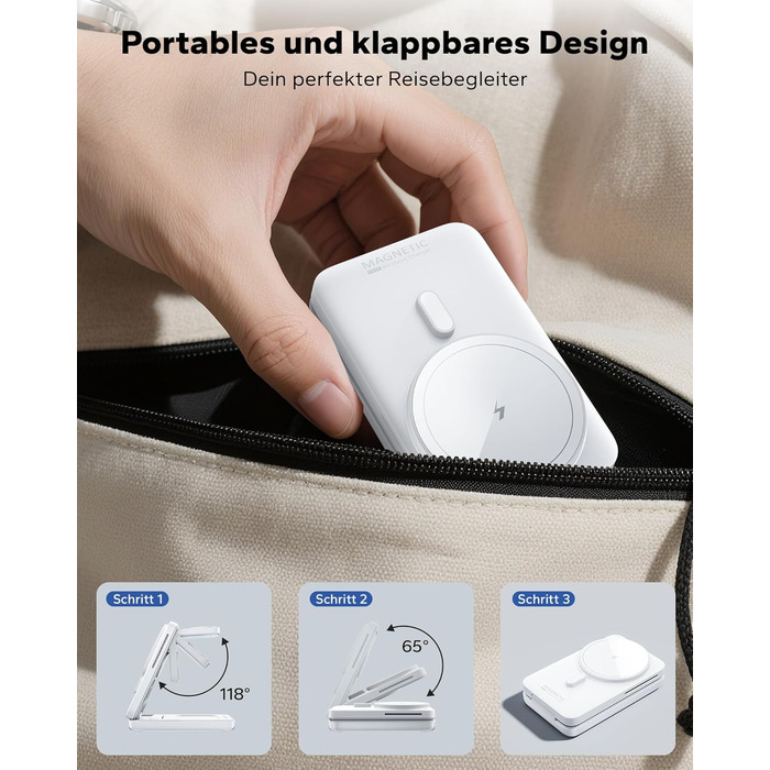 Зарядна станція 3-в-1 KPON для Apple Watch та iPhone з MagSafe, 20W, біла - Швидка зарядка для iPhone 17-12, Apple Watch 11-2, AirPods, портативна для подорожей та офісу