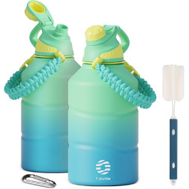 Fjbottle Stainless Steel Water Bottle 1900ML with Magnetic Lid, BPA FREE, Leak-Proof, Double-Walled Thermo Metal Bottle - Suitable for Carbonated Drinks, Sports Water Bottle for University, Fitness, Camping, Outdoor (Light Green)