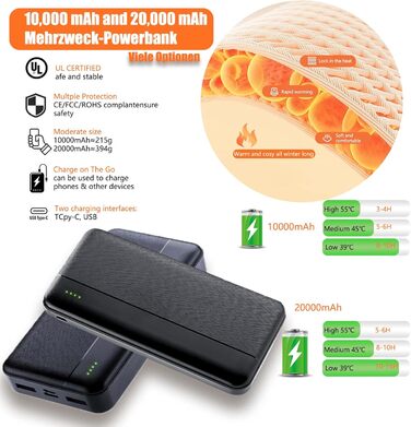 Обогревна жилетка для чоловіків та жінок з Powerbank, 9 зон нагріву, 3 режими температури, 20000mAh, для активного відпочинку, походів та катання на лижах