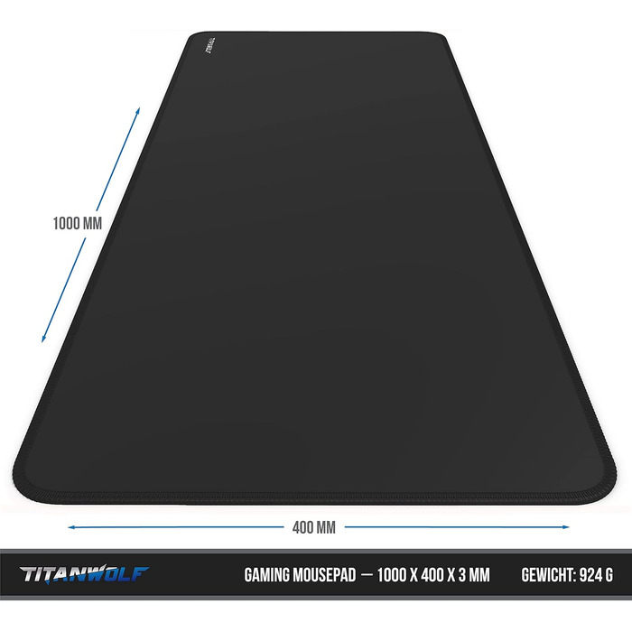 Килимок для миші TITANWOLF XXL Чорний 900 x 400 мм - великий килимок для геймінгу, покращена точність та швидкість
