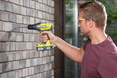 RYOBI 18V ONE+ акумуляторний ударний дриль-шуруповерт R18PD32-1C20G (2 швидкості, 50Nm, 24 ступ. крутного моменту, металевий патрон 13мм, 1x 2.0Ah акумулятор, зарядний пристрій) Generation 2 – безщітковий двигун
