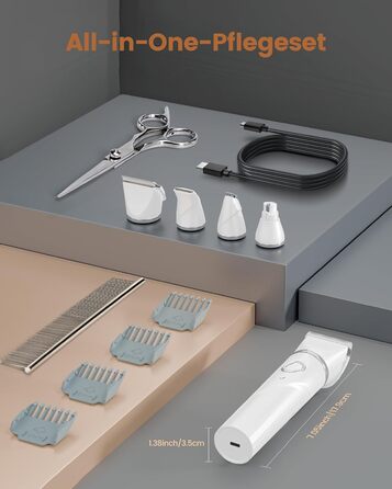 Набір 4 в 1 для стрижки собак: стрижка, триммінг, шліфування кігтів. Підходить для собак та котів. Безшумна модель для грумінгу.