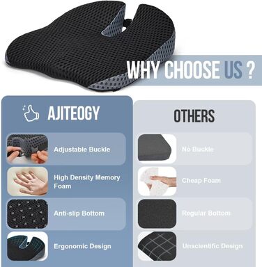 Підвищення для сидіння автомобіля Ajiteogy: ергономічна підставка з memory foam для водія, сумісна з транспортерами